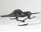 Black Cast Iron Bull Statue Animal Sculpture, back view - House Of Avana