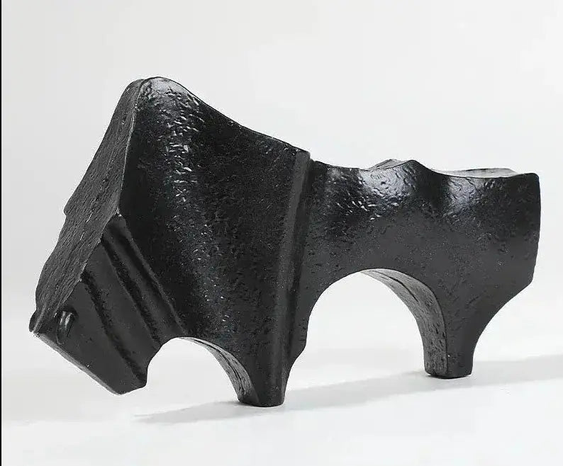 Black Cast Iron Bull Statue Animal Sculpture, detail shot - House Of Avana