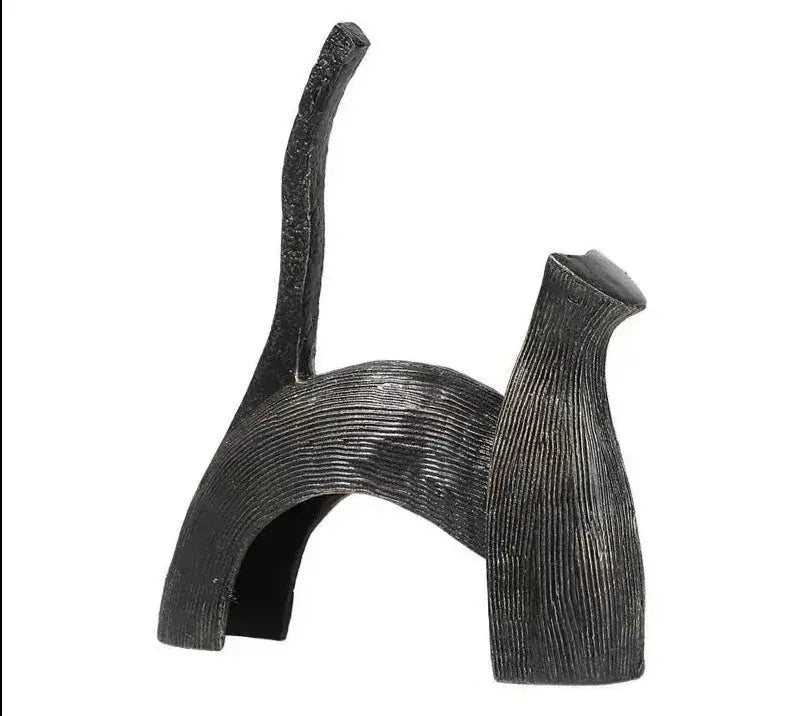 Black Cast Iron Bull Statue Animal Sculpture, top view - House Of Avana