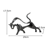 Black Cast Iron Bull Statue Animal Sculpture, angled view - House Of Avana