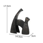 Black Cast Iron Bull Statue Animal Sculpture, angled view - House Of Avana