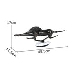 Black Cast Iron Bull Statue Animal Sculpture, angled view - House Of Avana