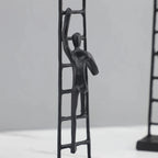 Abstract Sculpture - Metal Silver Climbing Stairs Design, close-up view - House Of Avana