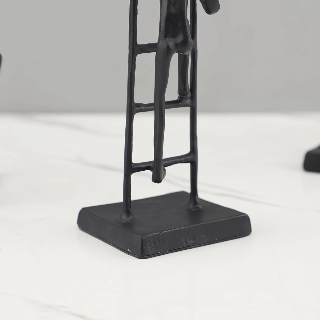Abstract Sculpture - Metal Silver Climbing Stairs Design, texture detail - House Of Avana