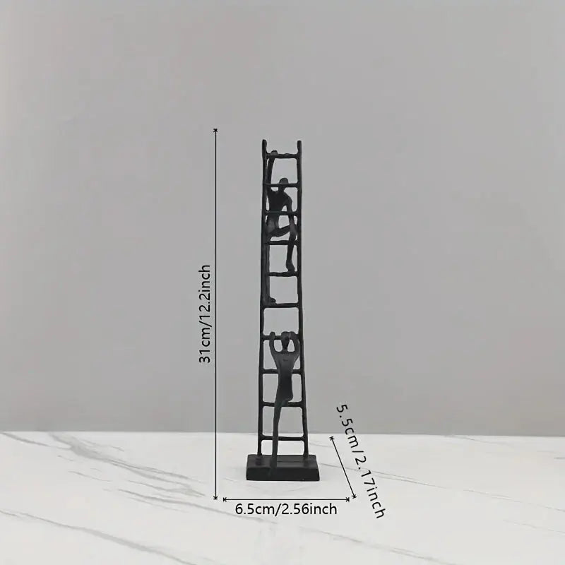 Abstract Sculpture - Metal Silver Climbing Stairs Design, dimensions view - House Of Avana
