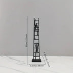 Abstract Sculpture - Metal Silver Climbing Stairs Design, dimensions view - House Of Avana