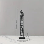 Abstract Sculpture - Metal Silver Climbing Stairs Design, in-use display - House Of Avana