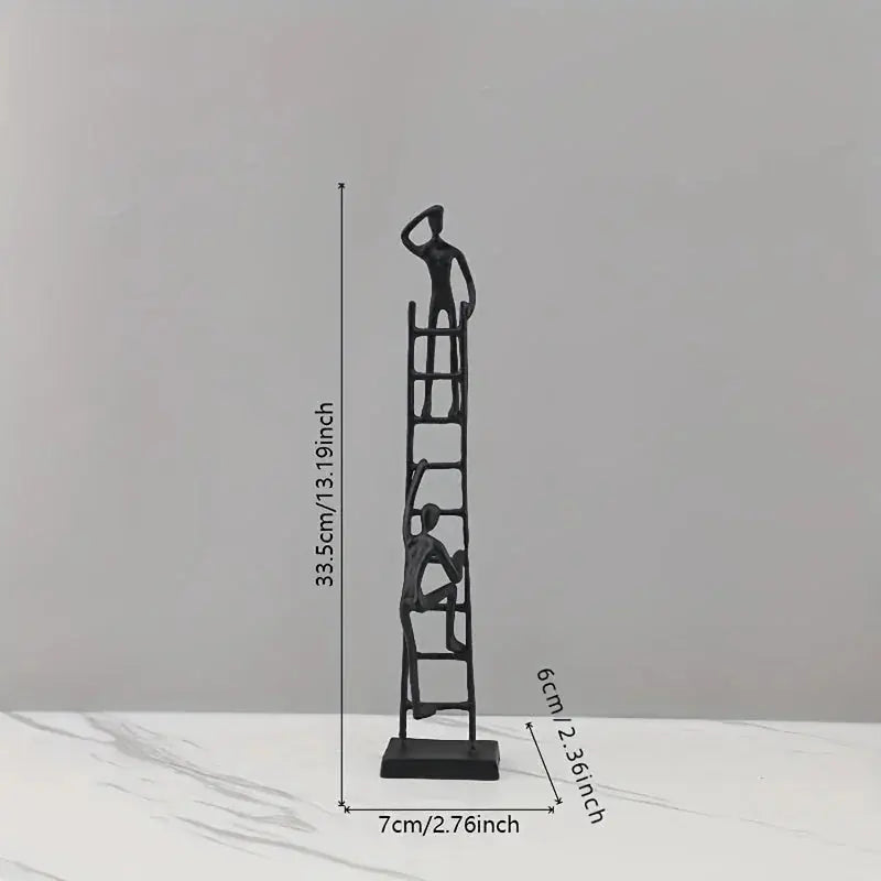 Abstract Sculpture - Metal Silver Climbing Stairs Design, in-use display - House Of Avana