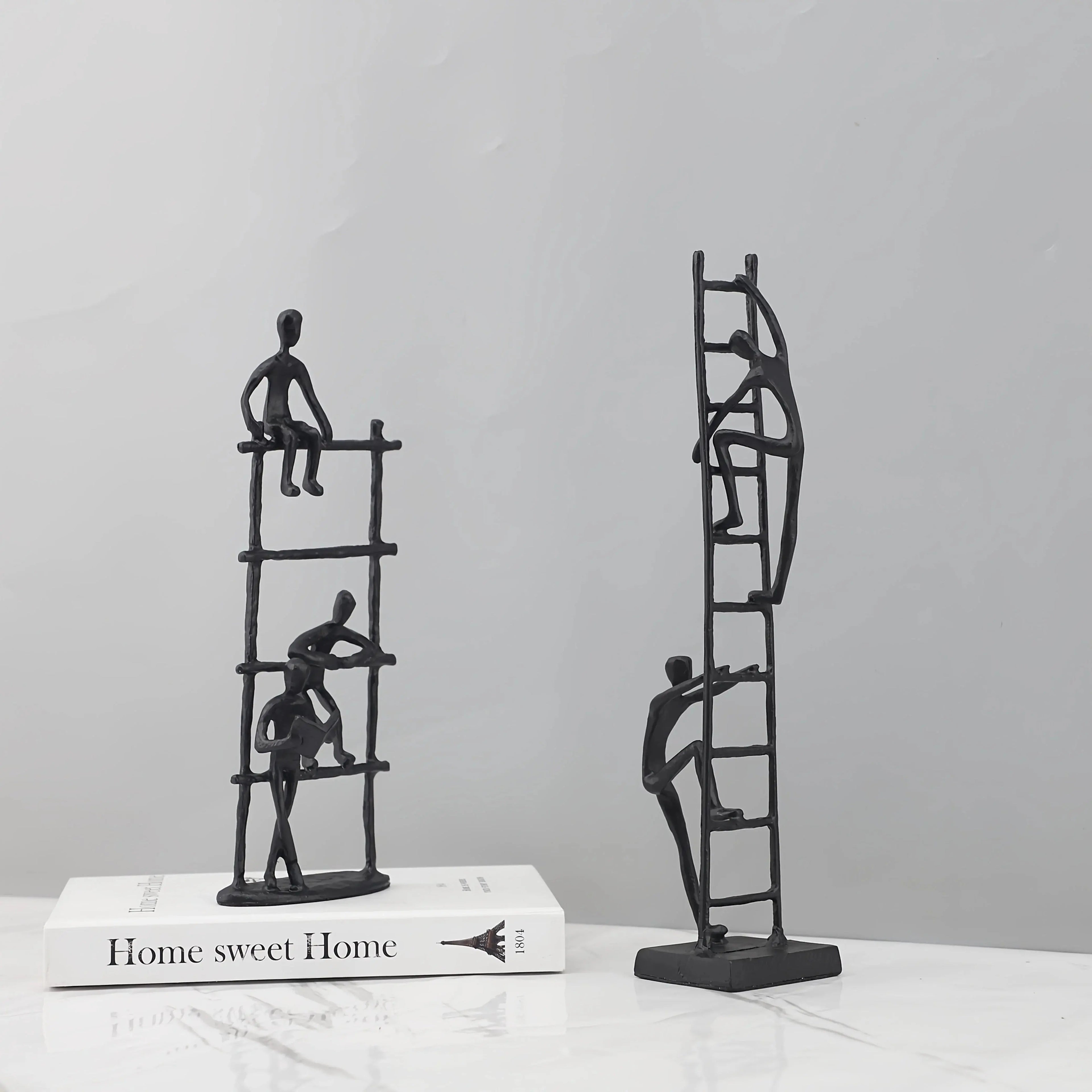Abstract Sculpture - Metal Silver Climbing Stairs Design, detail shot - House Of Avana