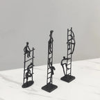 Abstract Sculpture - Metal Silver Climbing Stairs Design, lifestyle image - House Of Avana