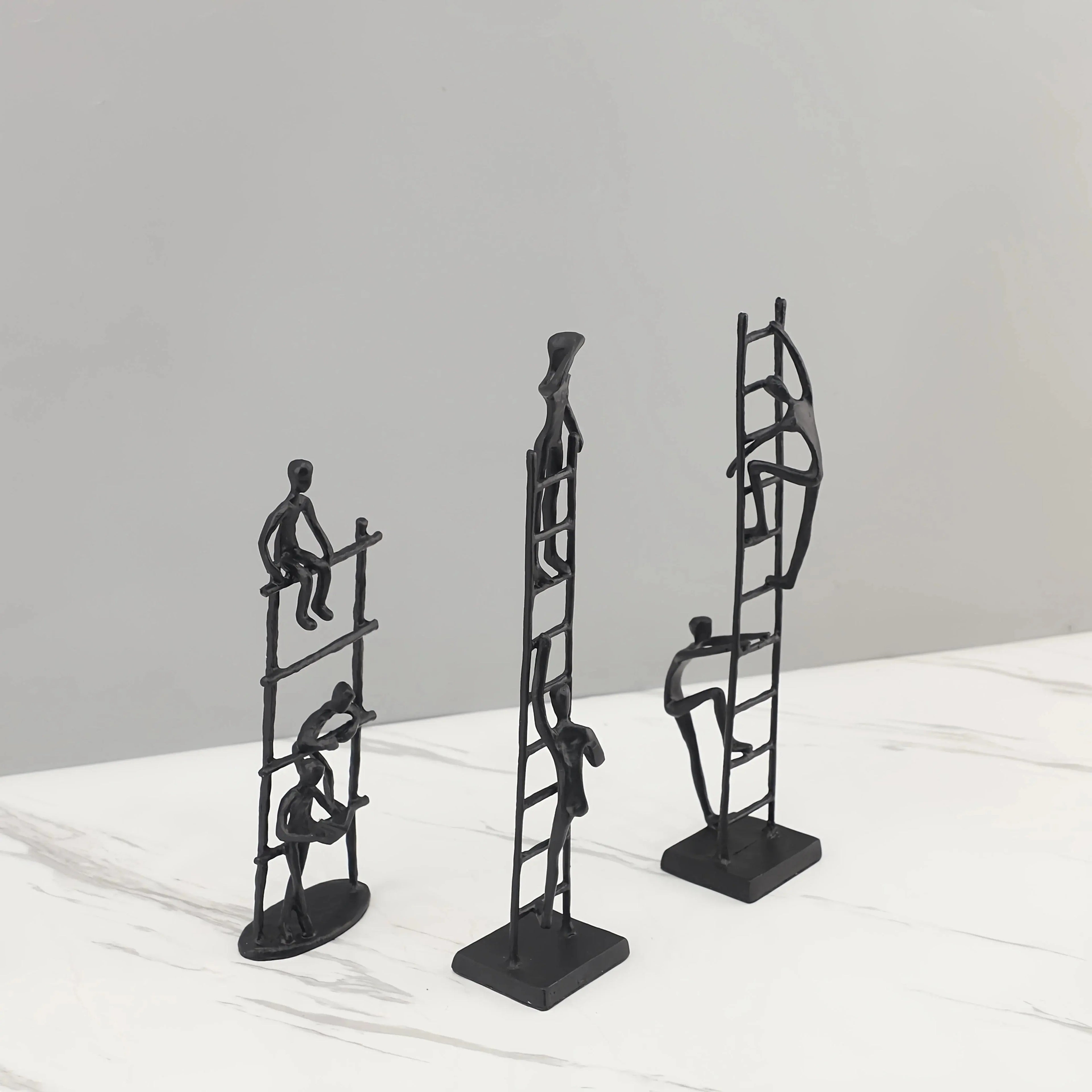 Abstract Sculpture - Metal Silver Climbing Stairs Design, lifestyle image - House Of Avana