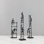 Abstract Sculpture - Metal Silver Climbing Stairs Design, top view - House Of Avana