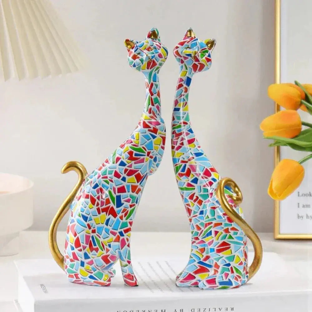 Nordic Cat Figurine - Abstract Graffiti Art Ornament, side view - House Of Avana