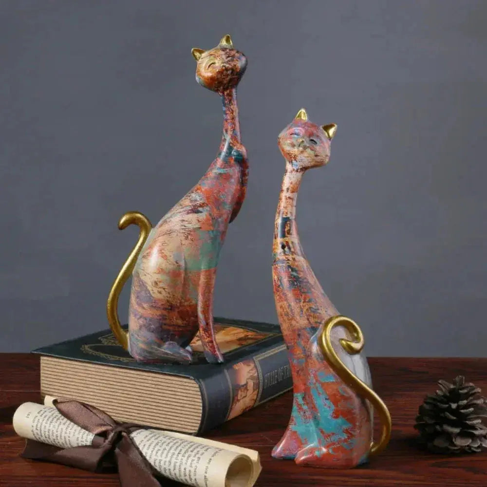 Nordic Cat Figurine - Abstract Graffiti Art Ornament, detail shot - House Of Avana