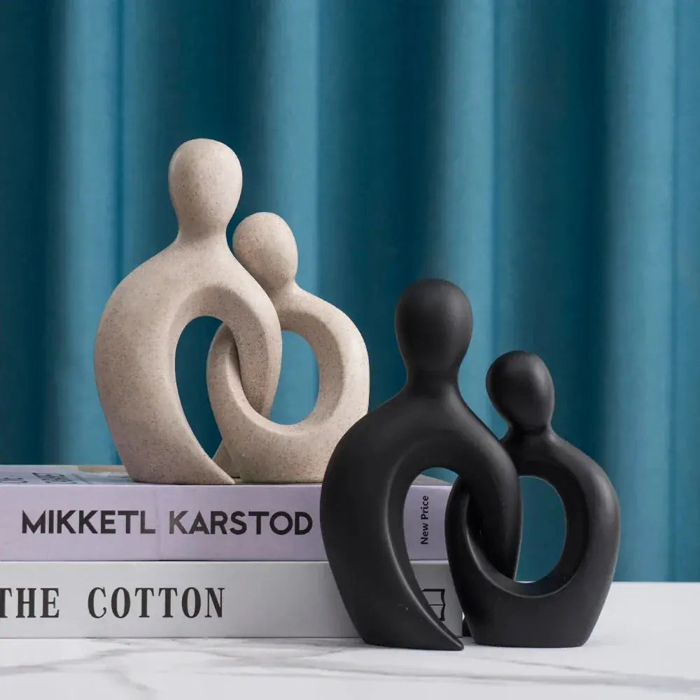 Abstract Couple Figurine - White Wedding Sculpture, back view - House Of Avana