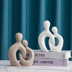 Abstract Couple Figurine - White Wedding Sculpture, side view - House Of Avana