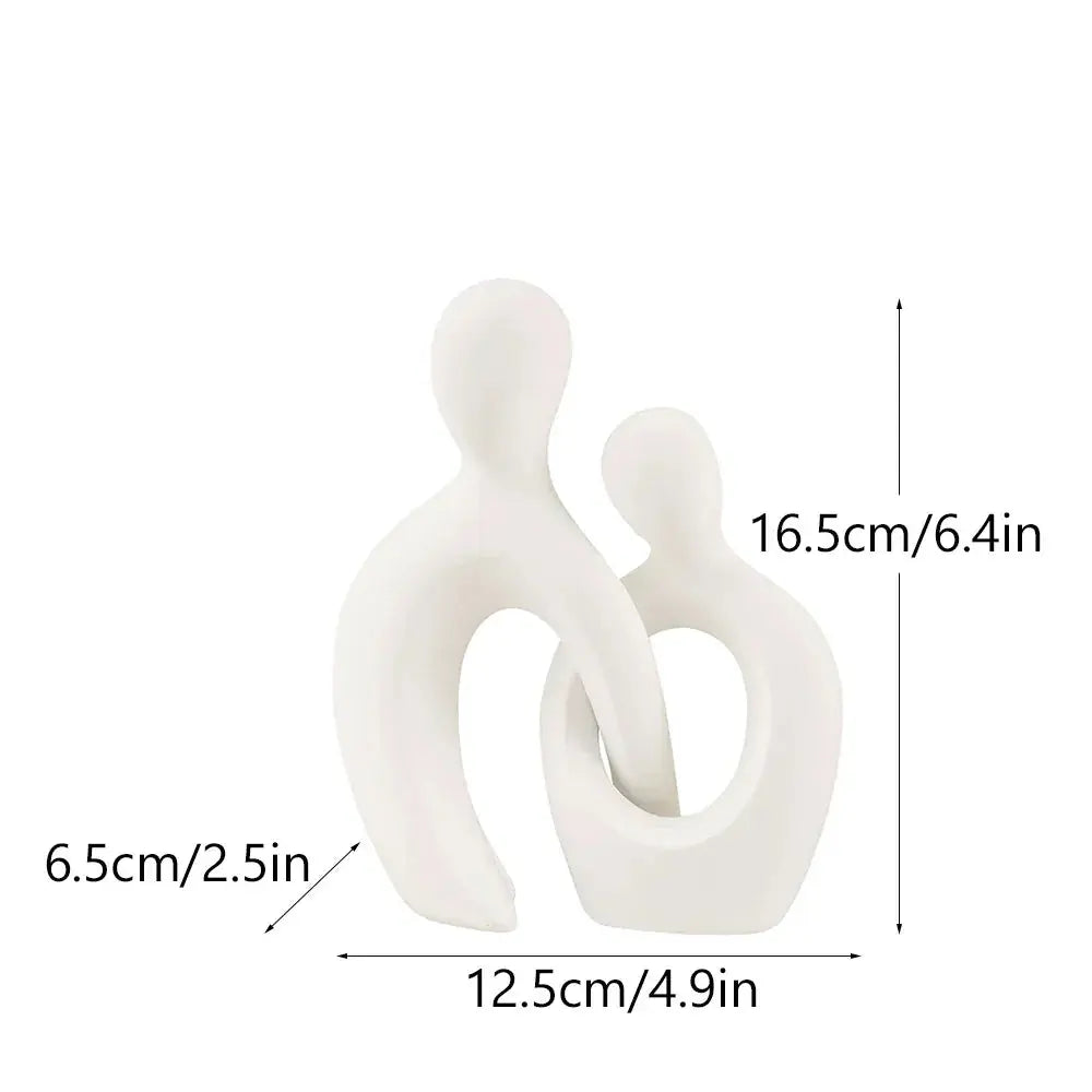 Abstract Couple Figurine - White Wedding Sculpture, angled view - House Of Avana