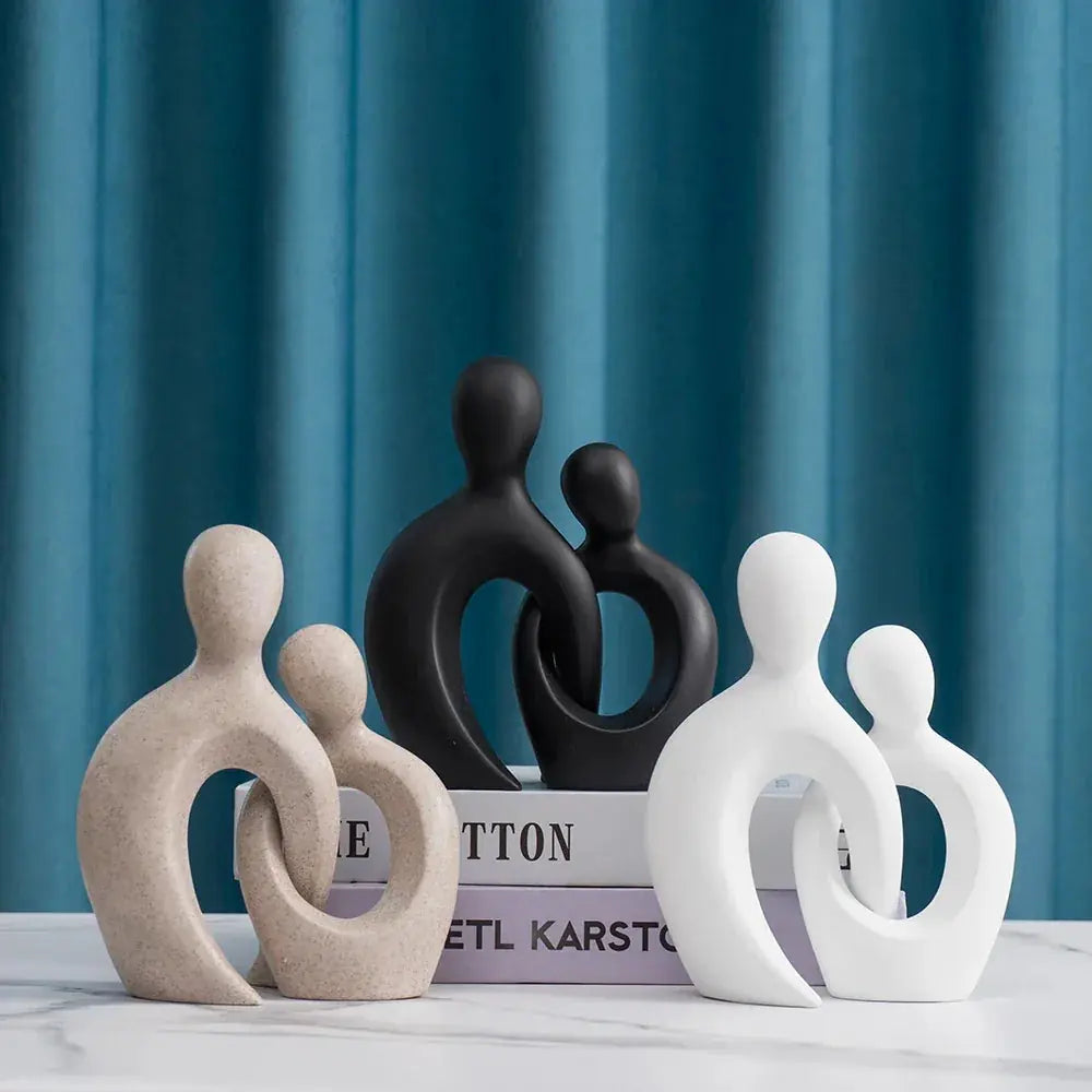 Abstract Couple Figurine - White Wedding Sculpture, front view - House Of Avana