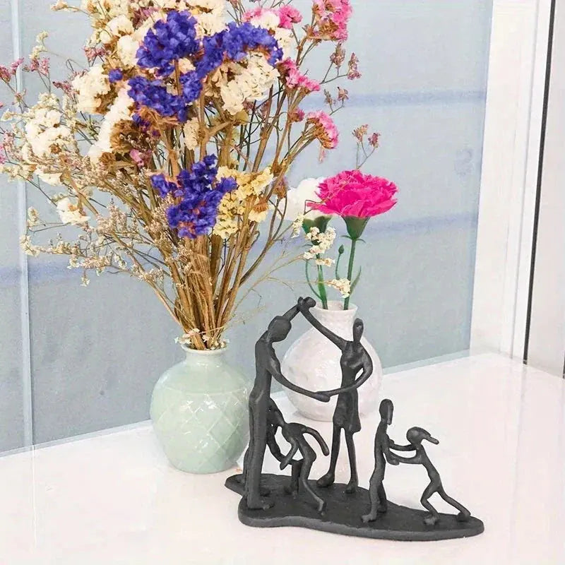 Family Figurine - Cast Iron Sculpture, back view - House Of Avana