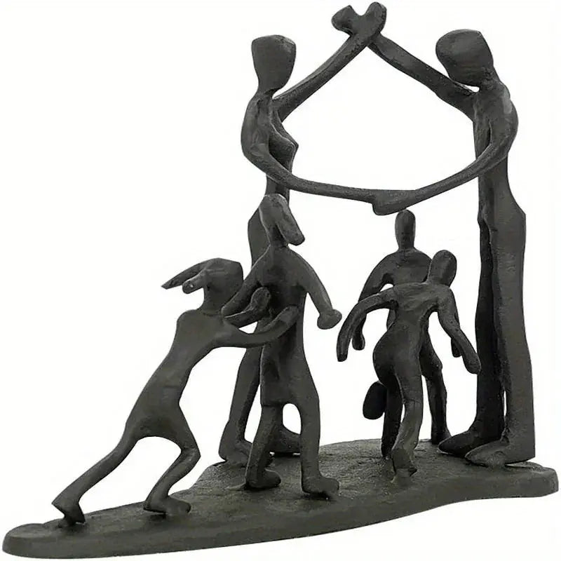 Family Figurine - Cast Iron Sculpture, side view - House Of Avana