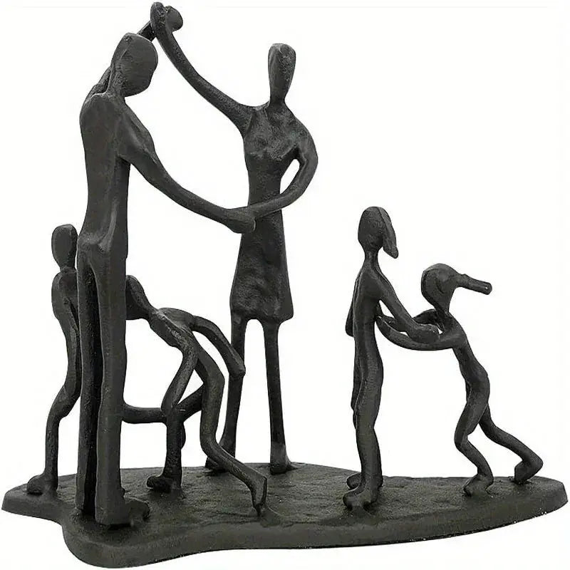 Family Figurine - Cast Iron Sculpture, top view - House Of Avana