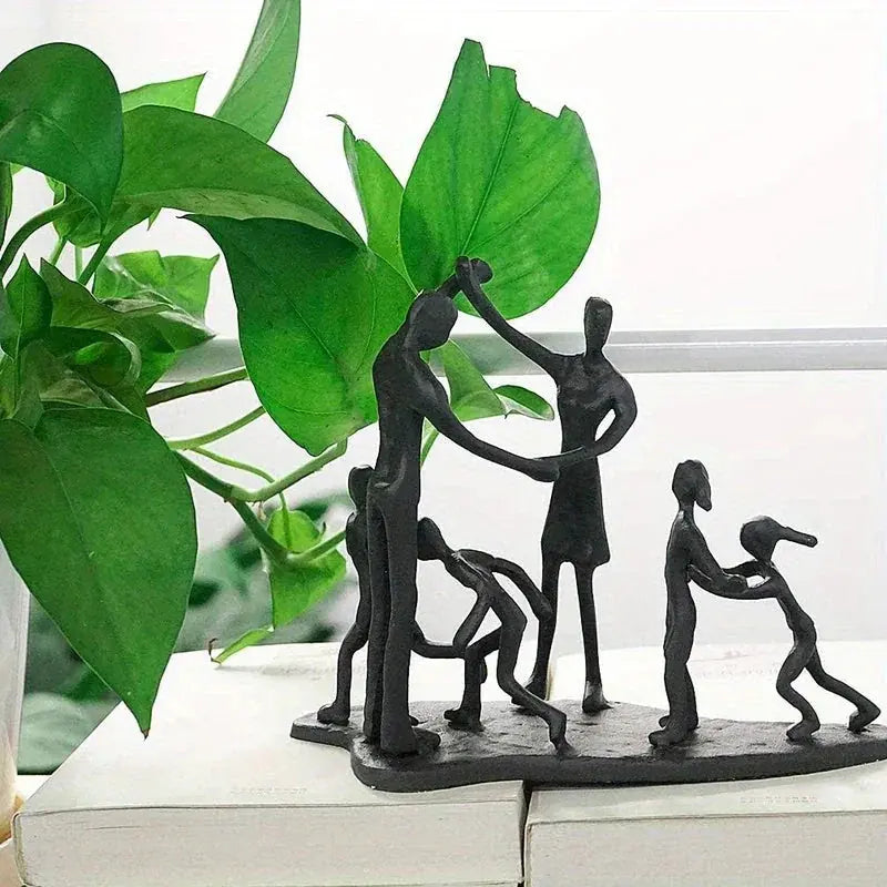 Family Figurine - Cast Iron Sculpture, front view - House Of Avana