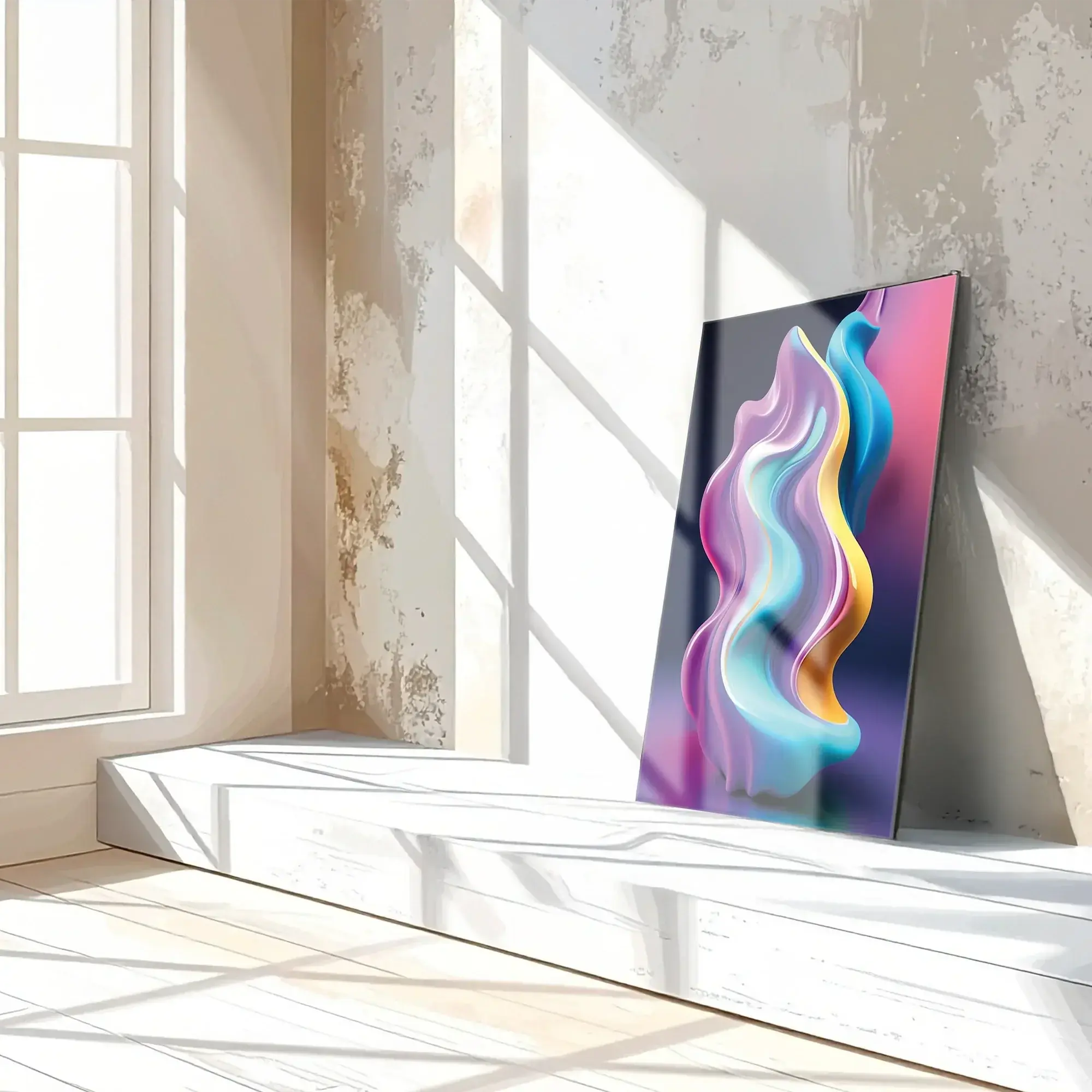 Abstract Fluid Wave – Colorful Modern UV Glass Wall Art-KAFCD083 Peony Atelier