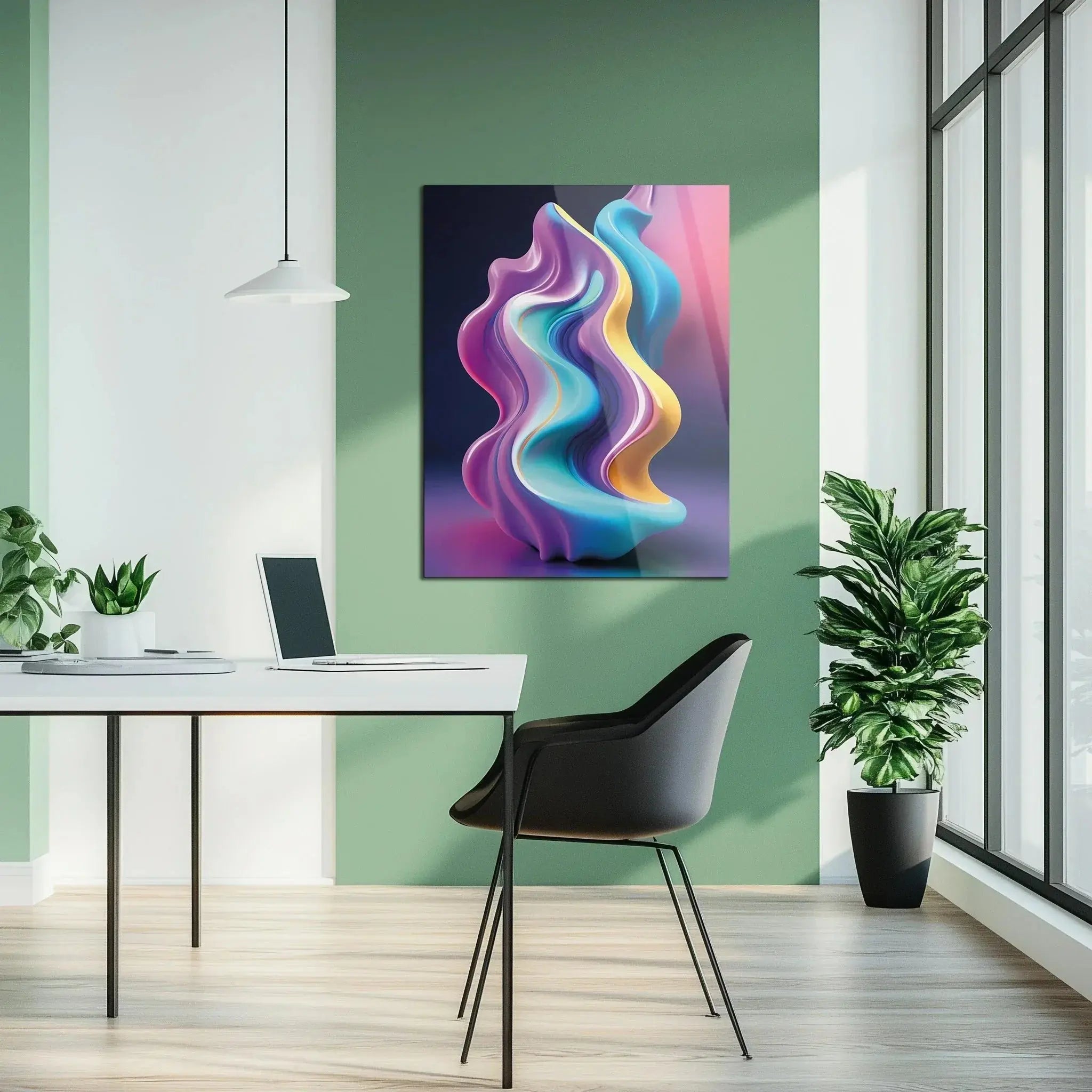 Abstract Fluid Wave – Colorful Modern Uv Glass Wall Art-kafcd083, front view - House Of Avana