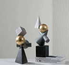 Geometric Sculpture - Gold Triangular Abstract | Abstract Sculpture | scale view | Abstract home decor | House of Avana