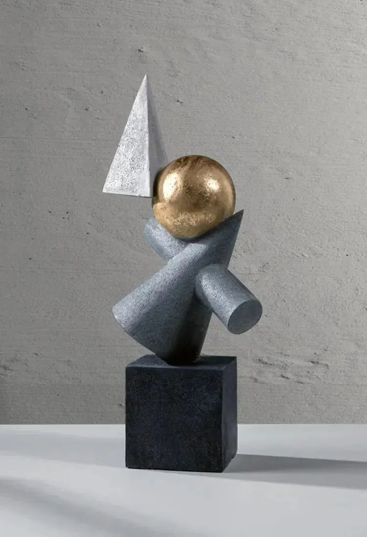Geometric Sculpture - Gold Triangular Abstract | Abstract Sculpture | base detail | Abstract home decor | House of Avana