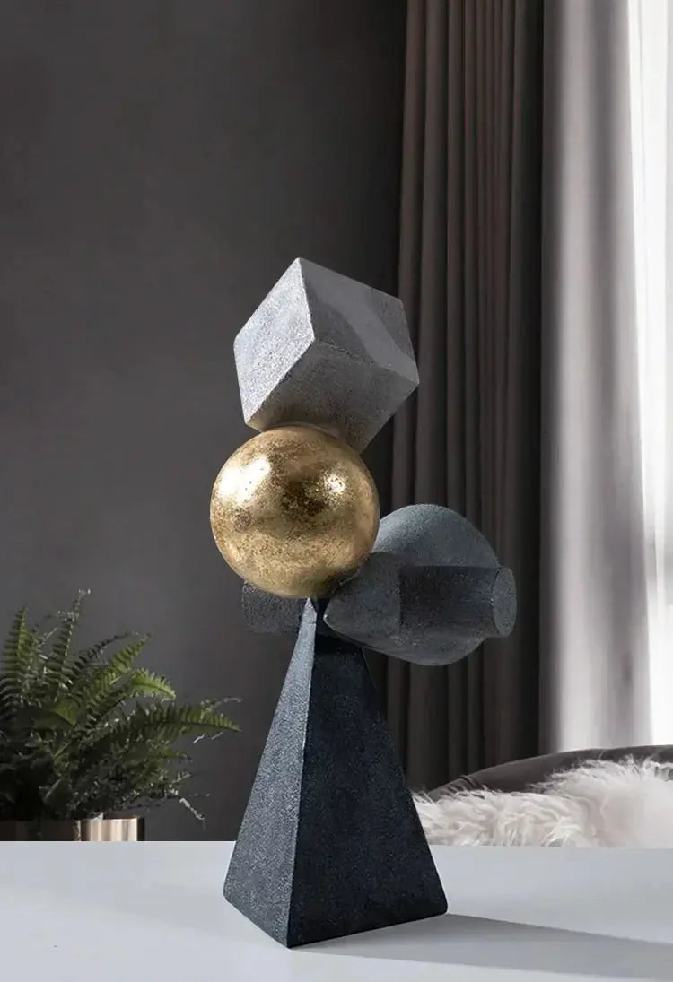 Geometric Sculpture - Gold Triangular Abstract | Abstract Sculpture | dimensions | Abstract home decor | House of Avana