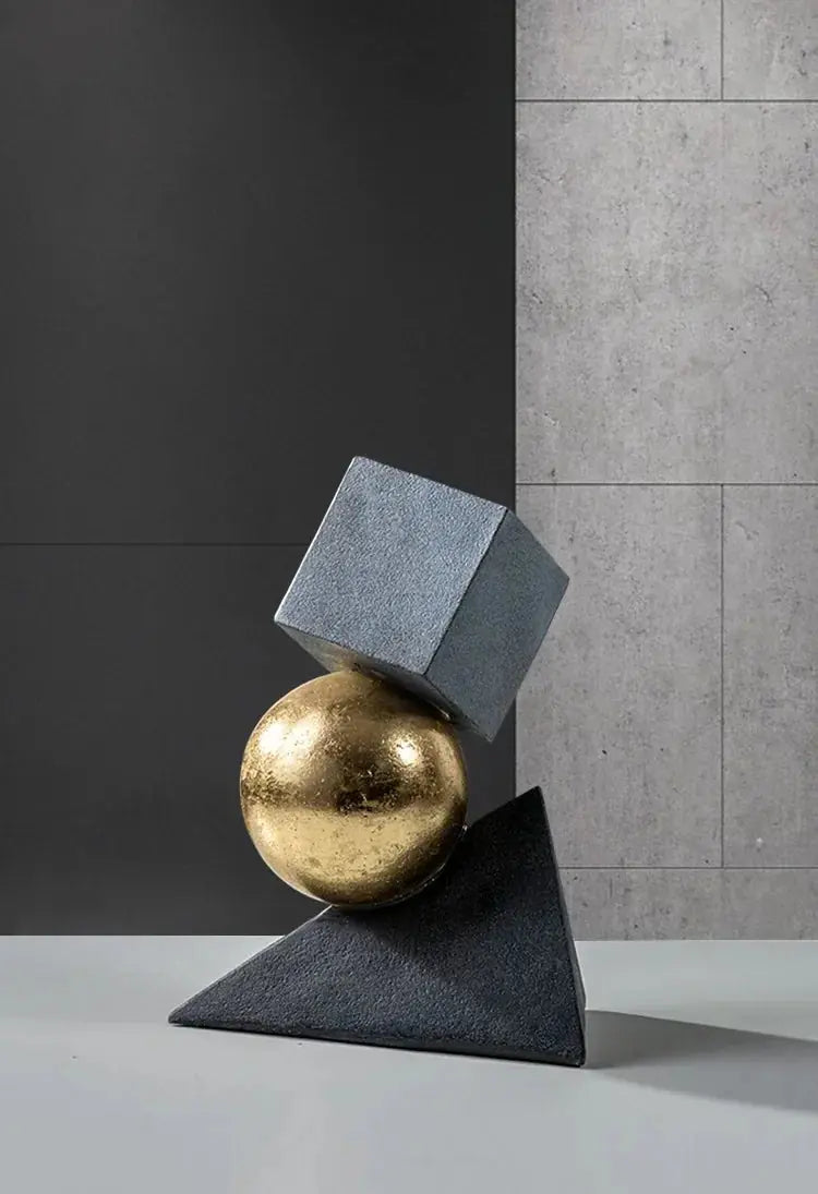 Geometric Sculpture - Gold Triangular Abstract | Abstract Sculpture | room setting | Abstract home decor | House of Avana