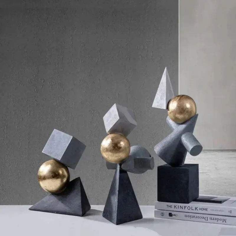 Geometric Sculpture - Gold Triangular Abstract | Abstract Sculpture | side view | Abstract home decor | House of Avana