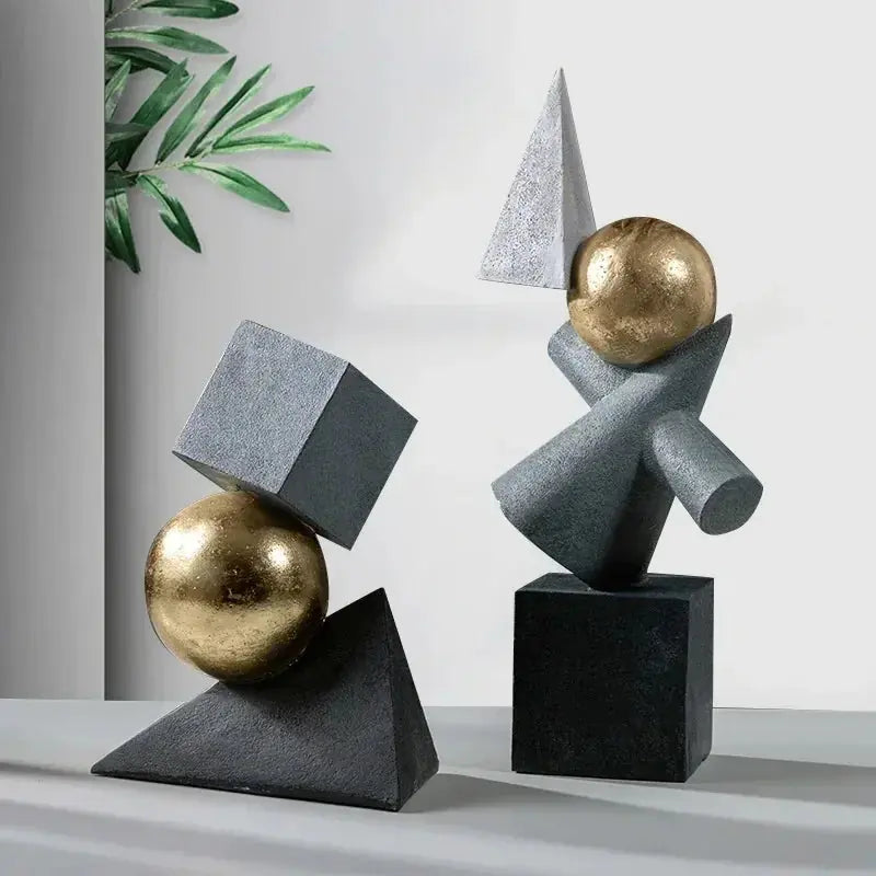 Geometric Sculpture - Gold Triangular Abstract | Abstract Sculpture | detail view | Abstract home decor | House of Avana