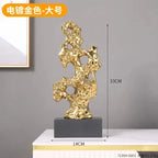 Resin Ornaments Gold Hollowed Out Stone Statue Taihuite Coral Sculpture Decorative Figurines Home Decoration Accessories - House Of Avana
