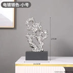 Resin Ornaments Gold Hollowed Out Stone Statue Taihuite Coral Sculpture Decorative Figurines Home Decoration Accessories - House Of Avana