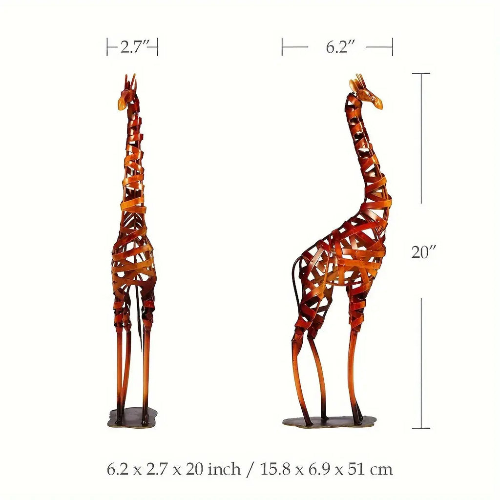 Abstract Black Giraffe Sculpture - Modern Iron Design, side view - House Of Avana