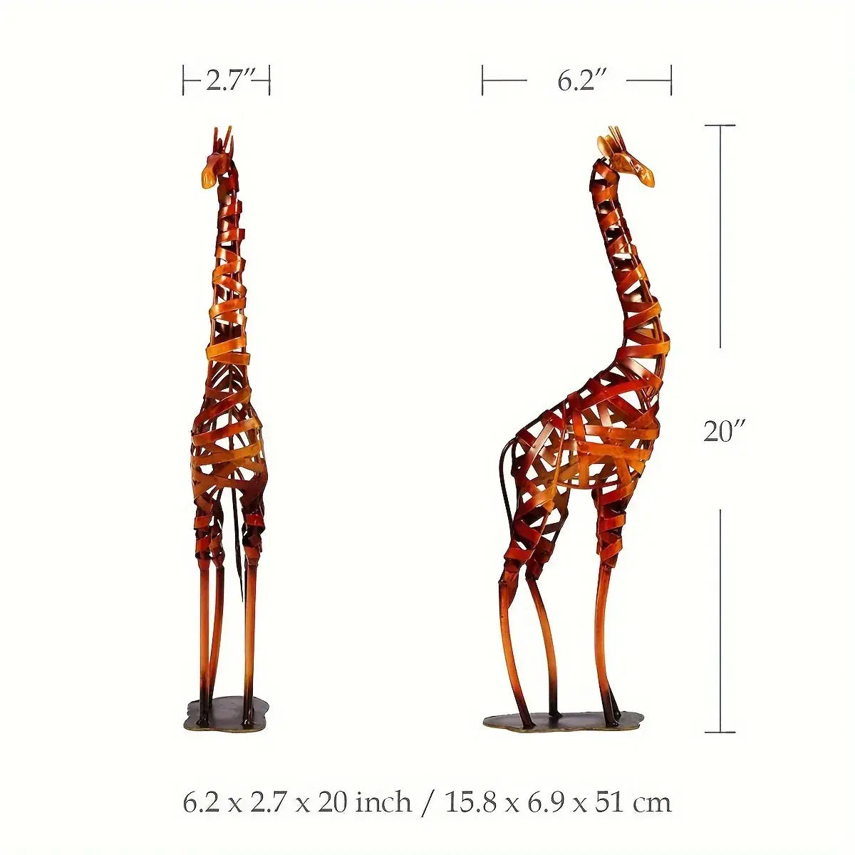 Abstract Black Giraffe Sculpture - Modern Iron Design, side view - House Of Avana