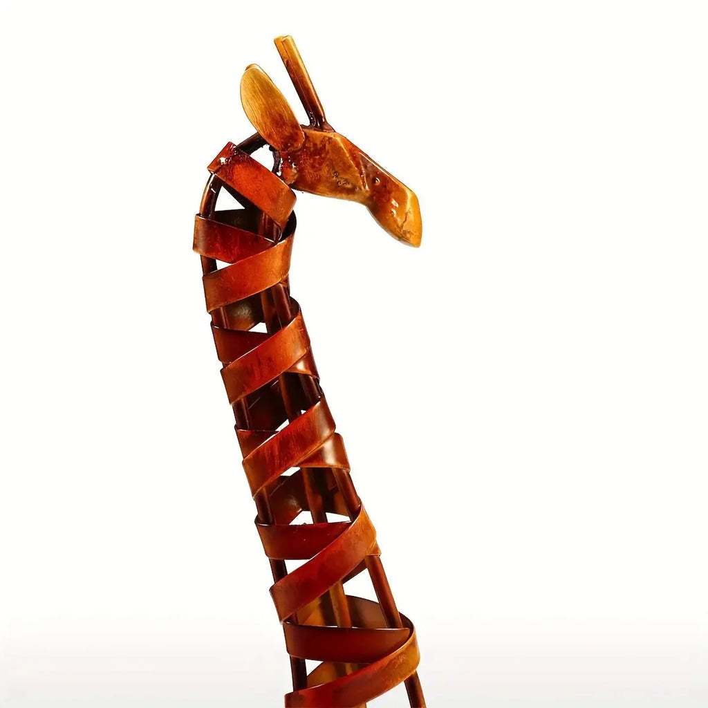 Abstract Black Giraffe Sculpture - Modern Iron Design, angled view - House Of Avana
