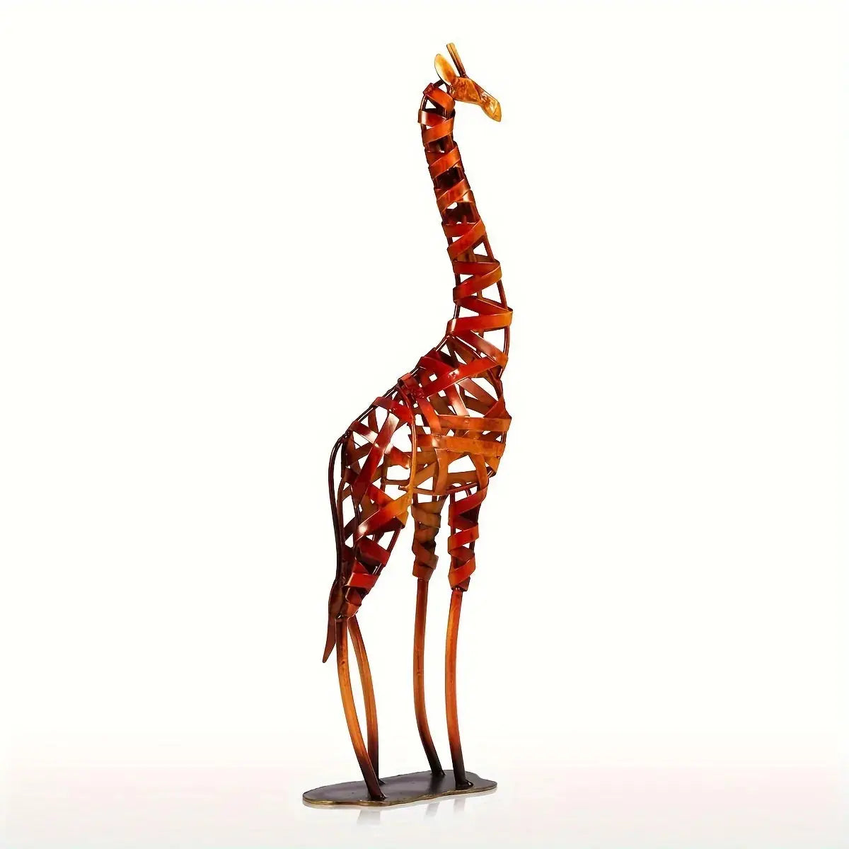 Abstract Black Giraffe Sculpture - Modern Iron Design, angled view - House Of Avana