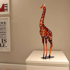 Abstract Black Giraffe Sculpture - Modern Iron Design, front view - House Of Avana