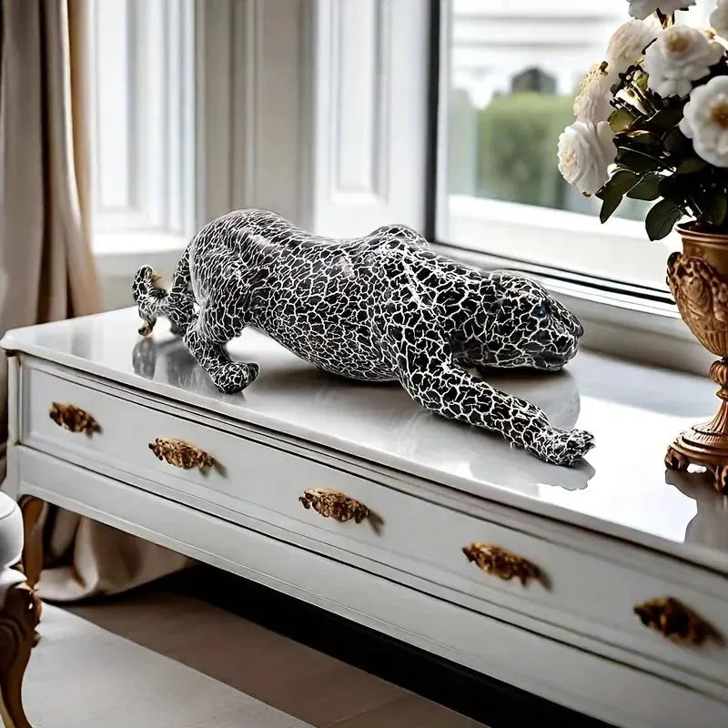 Abstract Leopard Sculpture - Gold Finish, back view - House Of Avana