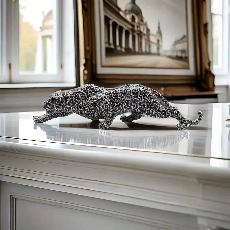 Abstract Leopard Sculpture - Gold Finish, lifestyle image - House Of Avana