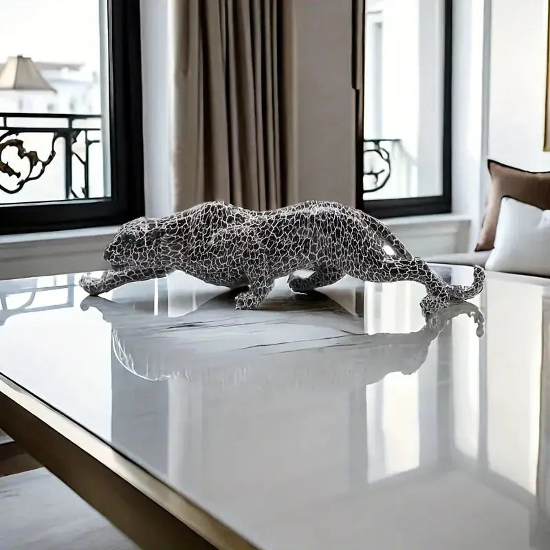 Abstract Leopard Sculpture - Gold Finish, front view - House Of Avana