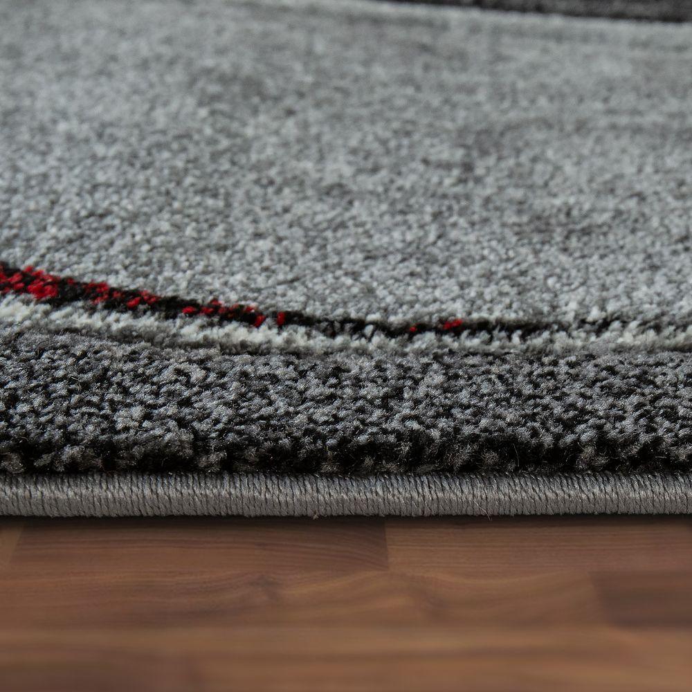 Abstract Living Room Rug Brilliance Collection - Grey Red Black, back view - House Of Avana