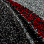 Abstract Living Room Rug Brilliance Collection - Grey Red Black, side view - House Of Avana