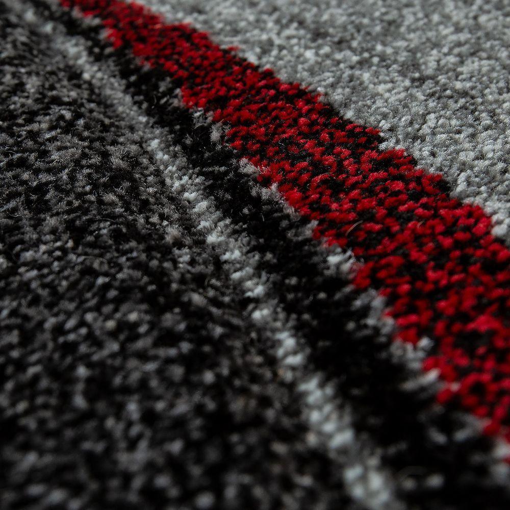 Abstract Living Room Rug Brilliance Collection - Grey Red Black, side view - House Of Avana
