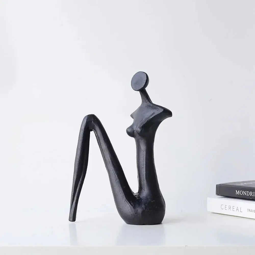 Abstract Metal Figurine - Black Female Sculpture | Iron Figure Sculpture | angle view | Abstract home decor | House of Avana