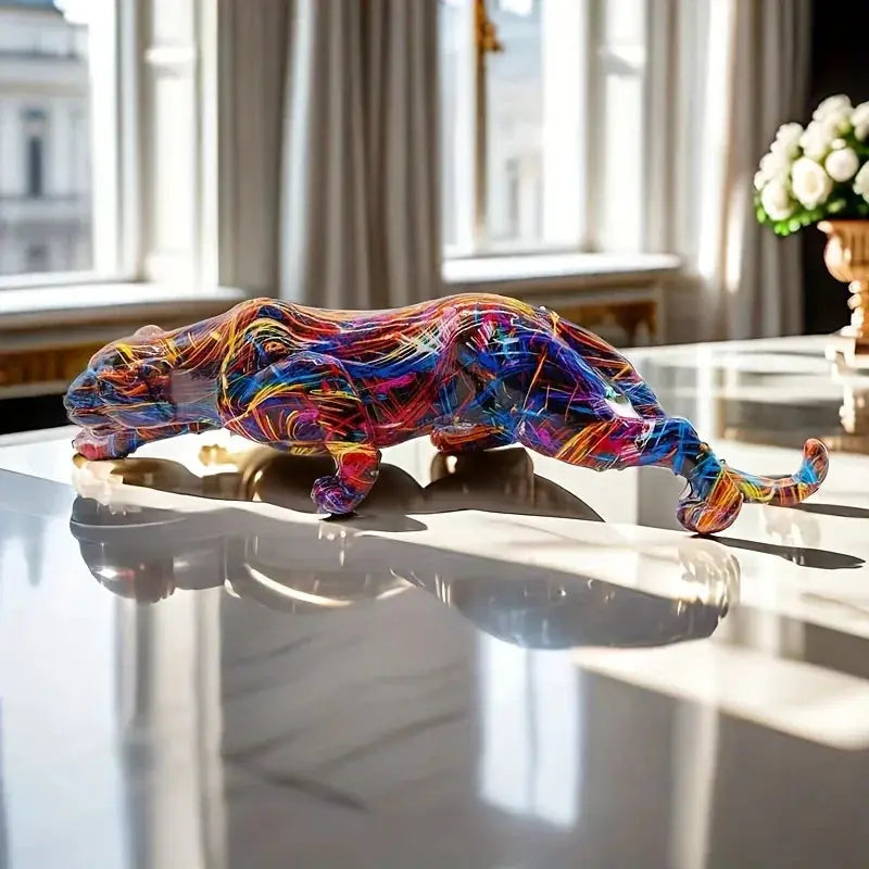 Leopard Figurine - Colorful Alphabet Sculpture, front view - House Of Avana