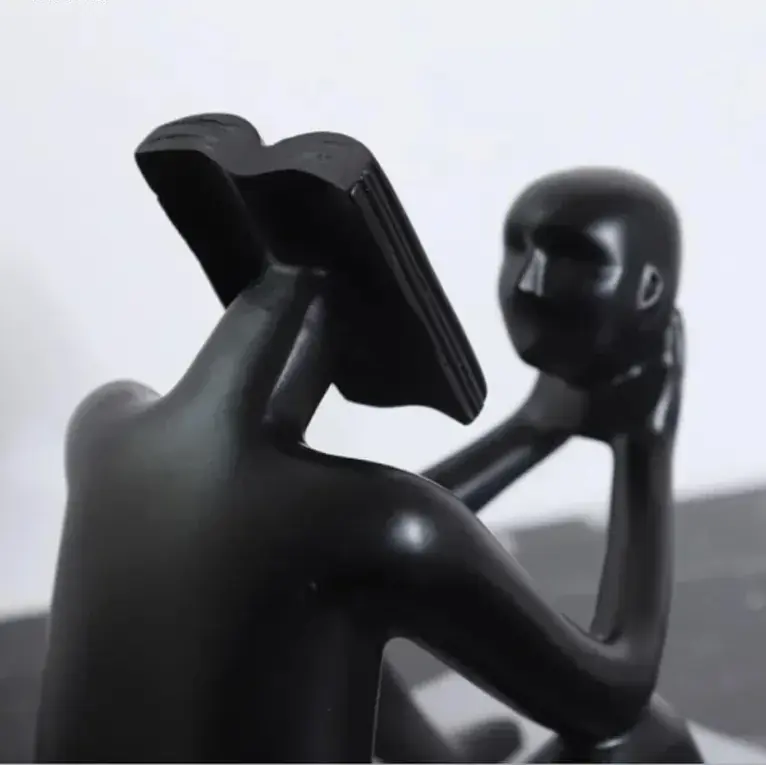 Abstract Desk Figure - Modern White Sculpture, side view - House Of Avana